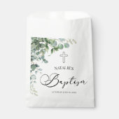 Groene eucalyptus laat botanische doop bedankzakje (Voorkant)