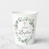 Groene eucalyptus laat botanische doop papieren bekers (Achterkant)