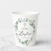 Groene eucalyptus laat botanische doop papieren bekers (Voorkant)