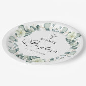 Groene eucalyptus laat botanische doop papieren bordje (Gekanteld)