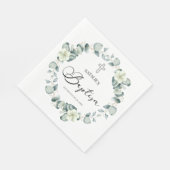 Groene eucalyptus laat botanische doop servet (Hoek)