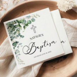 Groene eucalyptus laat botanische doop servet