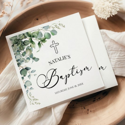 Groene eucalyptus laat botanische doop servet