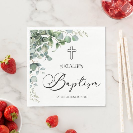 Groene eucalyptus laat botanische doop servet (Insitu)