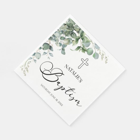 Groene eucalyptus laat botanische doop servet (Hoek)