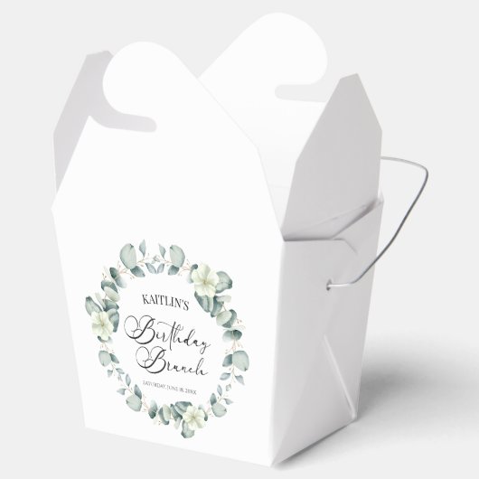 Groene eucalyptus laat botanische verjaardag brunc bedankdoosjes (Geopend)