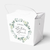 Groene eucalyptus laat botanische verjaardag brunc bedankdoosjes (Achterkant)