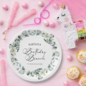 Groene eucalyptus laat botanische verjaardag brunc papieren bordje (Feest)