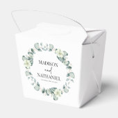 Groene eucalyptus laat groen botanisch bruiloft bedankdoosjes (Achterkant)