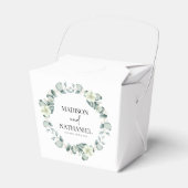 Groene eucalyptus laat groen botanisch bruiloft bedankdoosjes (Voorkant Zijde)