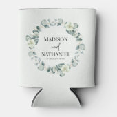 Groene eucalyptus laat groen botanisch bruiloft blikjeskoeler (Voorkant)