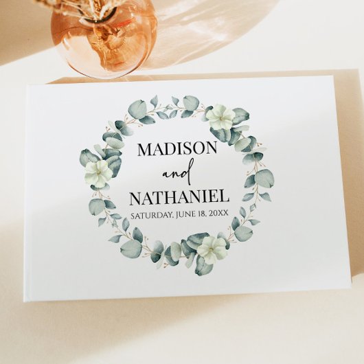 Groene eucalyptus laat groen botanisch bruiloft gastenboek