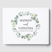 Groene eucalyptus laat groen botanisch bruiloft gastenboek (Achterkant)