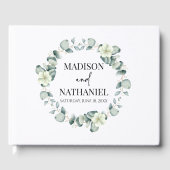 Groene eucalyptus laat groen botanisch bruiloft gastenboek (Voorkant)