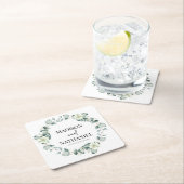 Groene eucalyptus laat groen botanisch bruiloft kartonnen onderzetters (Insitu)