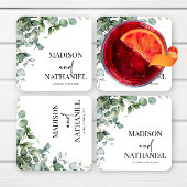 Groene eucalyptus laat groen botanisch bruiloft kartonnen onderzetters