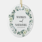 Groene eucalyptus laat groen botanisch bruiloft keramisch ornament (Rechts)