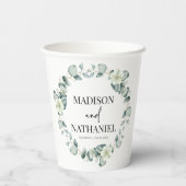 Groene eucalyptus laat groen botanisch bruiloft papieren bekers (Achterkant)