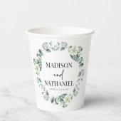 Groene eucalyptus laat groen botanisch bruiloft papieren bekers (Voorkant)