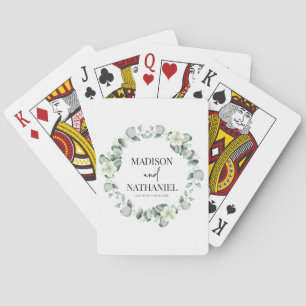 Groene eucalyptus laat groen botanisch bruiloft pokerkaarten