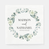 Groene eucalyptus laat groen botanisch bruiloft servet (Voorkant)