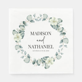 Groene eucalyptus laat groen botanisch bruiloft servet