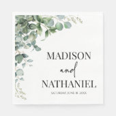 Groene eucalyptus laat groen botanisch bruiloft servet (Voorkant)