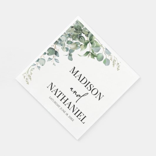 Groene eucalyptus laat groen botanisch bruiloft servet (Hoek)