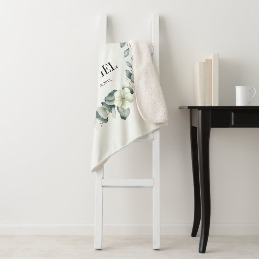 Groene eucalyptus laat groen botanisch bruiloft sherpa deken (In situ)