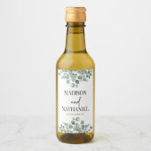 Groene eucalyptus laat groen botanisch bruiloft wijn etiket (Voorkant)