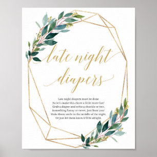 Groene eucalyptus late nacht diapers game sign boh poster