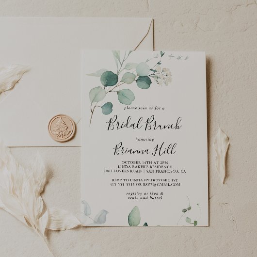 Groene Eucalyptus Leaf Bridal Brunch Vrijgezellenf Kaart