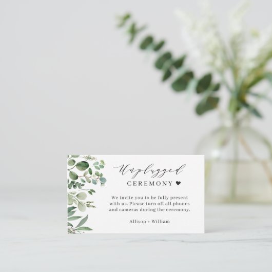 Groene Eucalyptus Leaves Unplugged Wedding Ceremon Informatiekaartje (Staand voorkant)