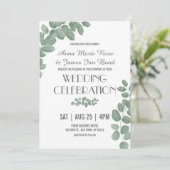 Groene Eucalyptus Leaves Wedding Invitations Kaart (Staand voorkant)