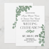 Groene Eucalyptus Leaves Wedding Invitations Kaart (Voorkant / Achterkant)