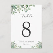 Groene Eucalyptus Leaves Wedding Table Number Kaar RSVP Kaartje (Voorkant)