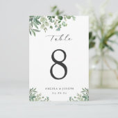 Groene Eucalyptus Leaves Wedding Table Number Kaar RSVP Kaartje (Staand voorkant)