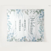 Groene Eucalyptus Loof Huwelijks Welkom Wandkleed (Voorkant (horizontaal))