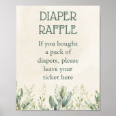 Groene Eucalyptus Luier Raffle Baby shower Poster (Voorkant)