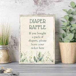 Groene Eucalyptus Luier Raffle Baby shower Poster