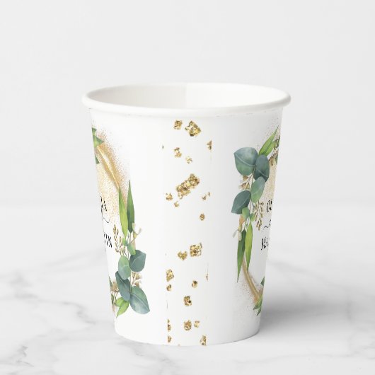 Groene Eucalyptus Magische Zand Trouw Papieren Bek Papieren Bekers (Links)