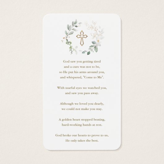 Groene Eucalyptus Man Foto Funeral Gebedskaart Visitekaartje (Achterkant)