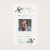 Groene Eucalyptus Man Foto Funeral Gebedskaart Visitekaartje (Voorkant)