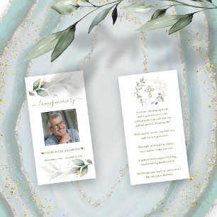 Groene Eucalyptus Man Foto Funeral Gebedskaart Visitekaartje