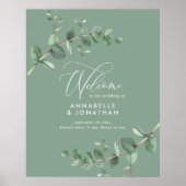 Groene eucalyptus met een simpele bruiloft poster (Voorkant)