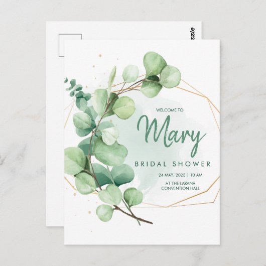 Groene Eucalyptus Modern Elegant Vrijgezellenfeest Briefkaart (Voorkant / Achterkant)