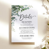 Groene Eucalyptus Moderne bruiloft Details Informatiekaartje