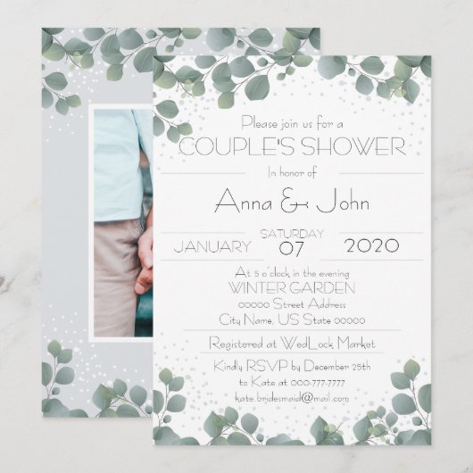 Groene Eucalyptus Moderne Douche Foto van Stel Kaart (Voorkant / Achterkant)