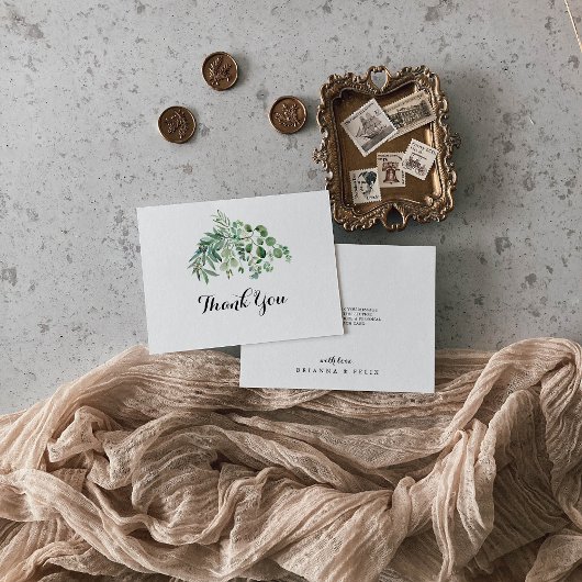 Groene Eucalyptus Moderne Kalligrafie Vlakke Bruil Bedankkaart