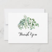 Groene Eucalyptus Moderne Kalligrafie Vlakke Bruil Bedankkaart (Voorkant)